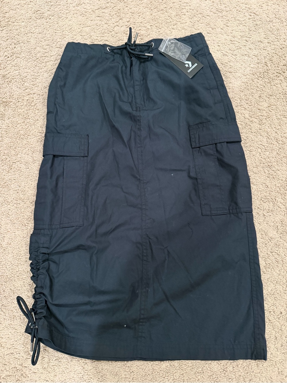 “New” Converse Black Cargo Drawstring Utility Skirt SizeXS